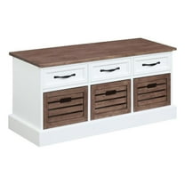 Alma 3-drawer Storage Bench Weathered Brown and White