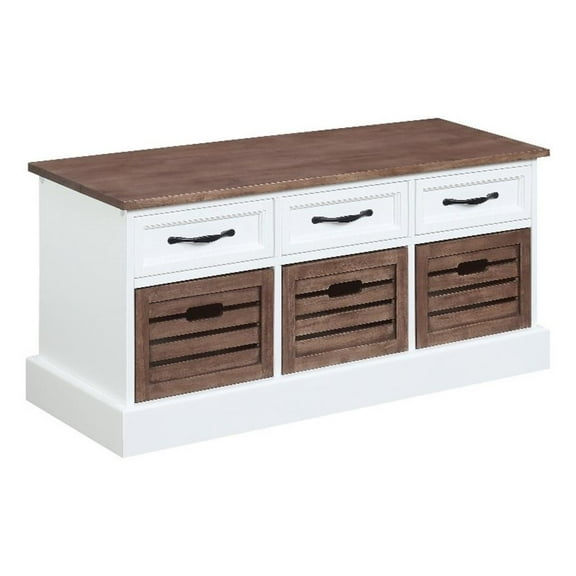 Alma 3-drawer Storage Bench Weathered Brown and White