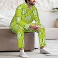thumbnail image 5 of Mens Pajamas Set, Cute Limes Forest Green Button Down Long Sleeve Loungewear Sleepwear Pjs sets for Men, 5 of 5