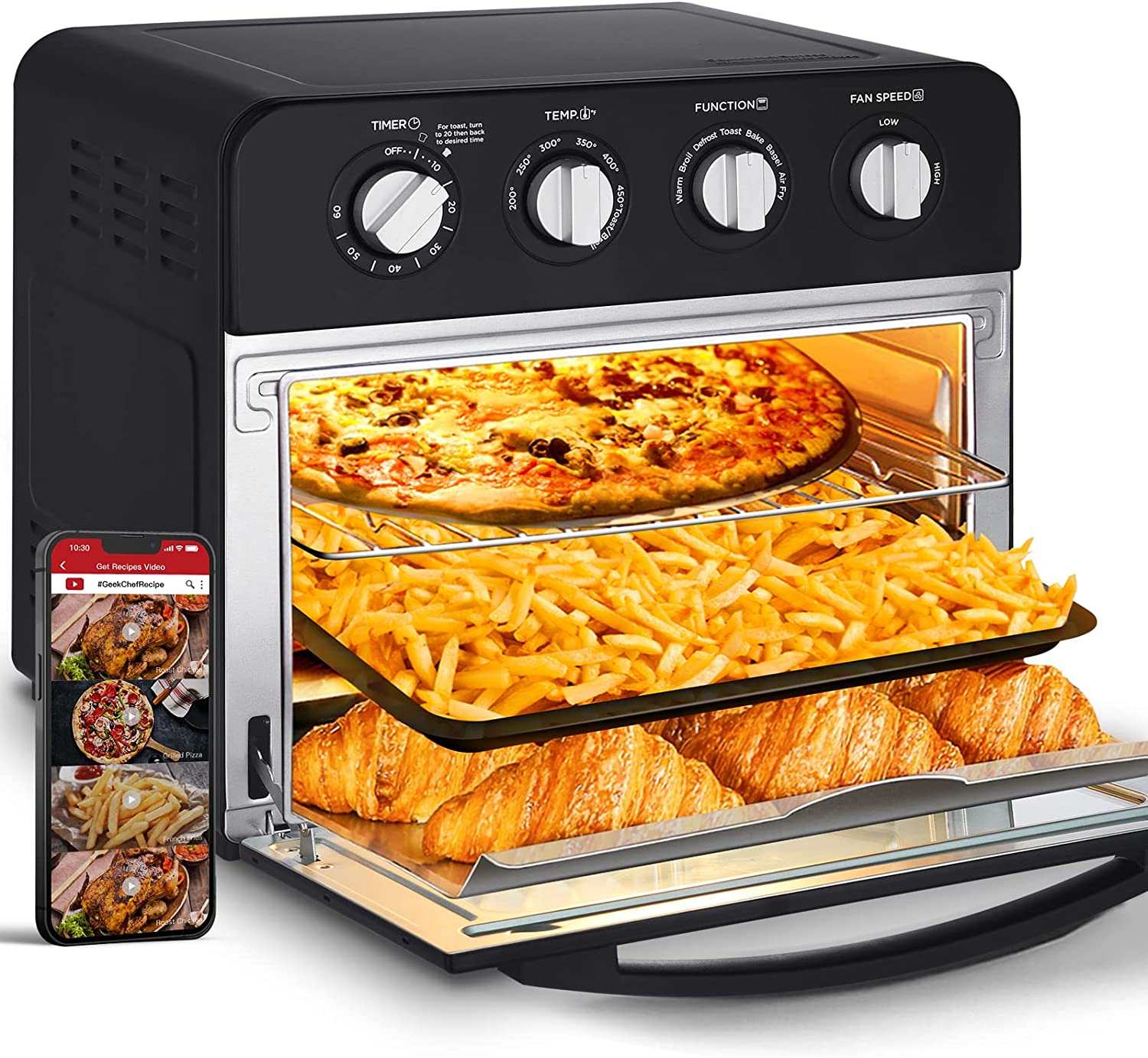 Air Fryer Toaster Oven, 24 Quart/23L Countertop Convection Oven, Upgraded 7in1 Toaster Oven