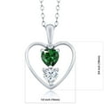thumbnail image 2 of Gem Stone King 925 Sterling Silver Green Nano Emerald White Moissanite and White Topaz Pendant Necklace for Women (0.74 Cttw, Gemstone May Birthstone, Heart 5MM and 4MM, with 18 inch Silver Chain), 2 of 3