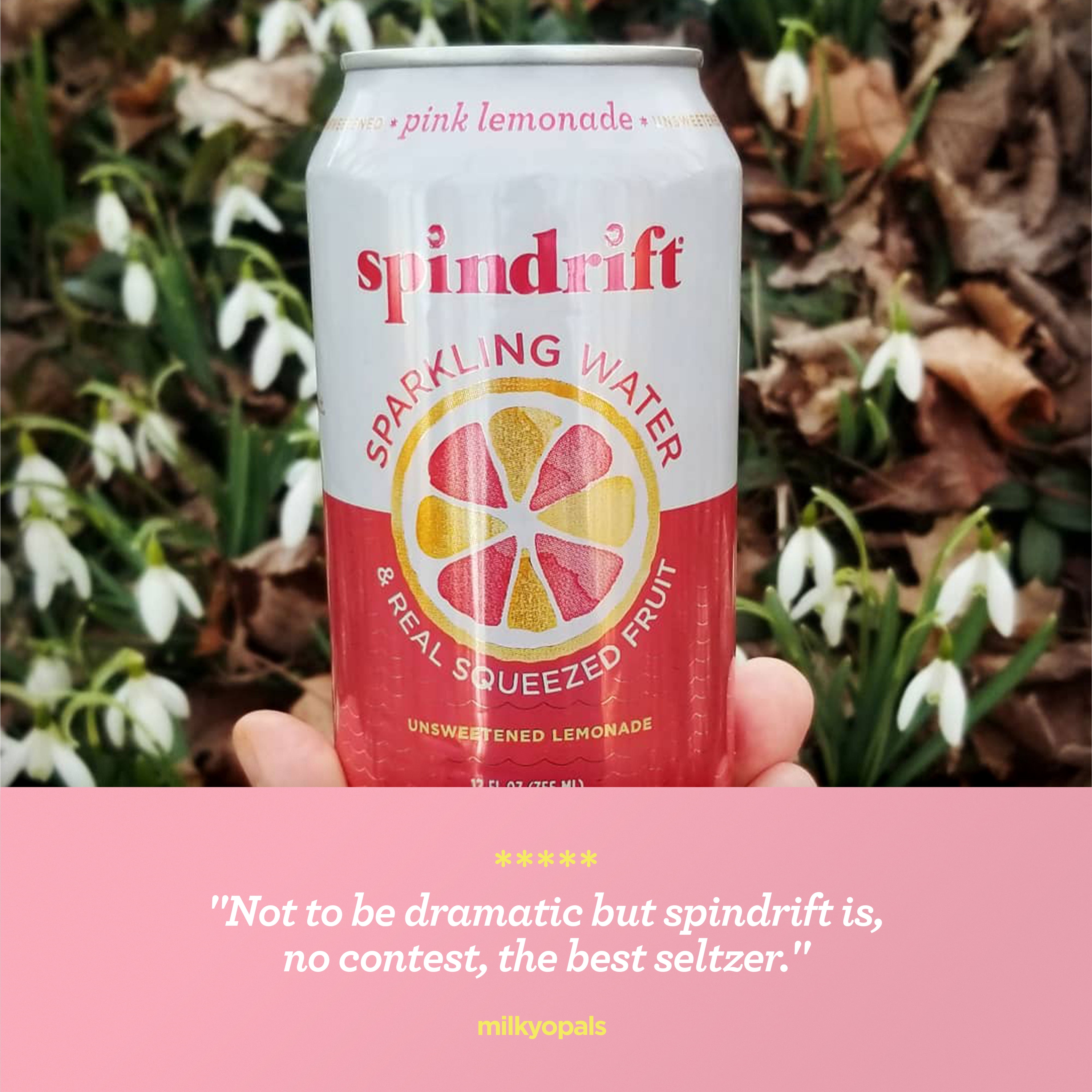 (3 pack) Spindrift Sparkling Water, Pink Lemonade, Made with Real Squeezed Fruit, 12 fl oz, No Sugar Added, 10 Calories per Can