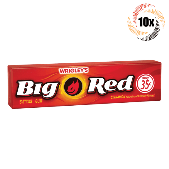 10x Packs Wrigley's Big Red Cinnamon Flavor Chewing Gum ( 5 Sticks Per Pack )