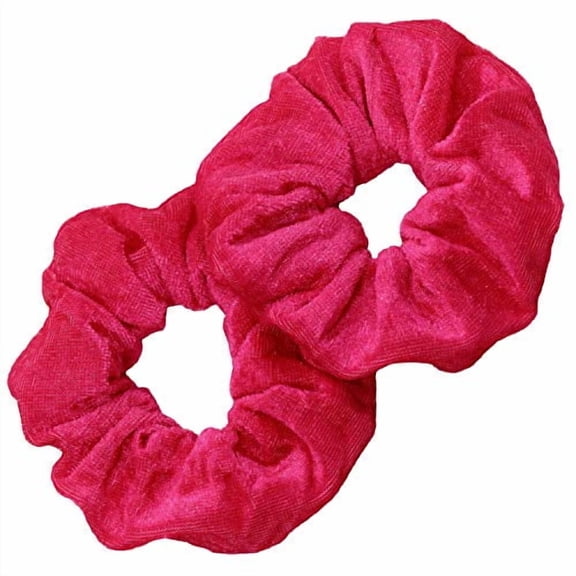 Hair Scrunchies - 2 Velvet Hair Ties for Women Girls Hair Elastics Ponytail Holder Scrunchy Girl Accessories (Hot Pink,2 Count)