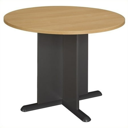 Bush Business Round 3.4 Conference Table Light Oak and Gray