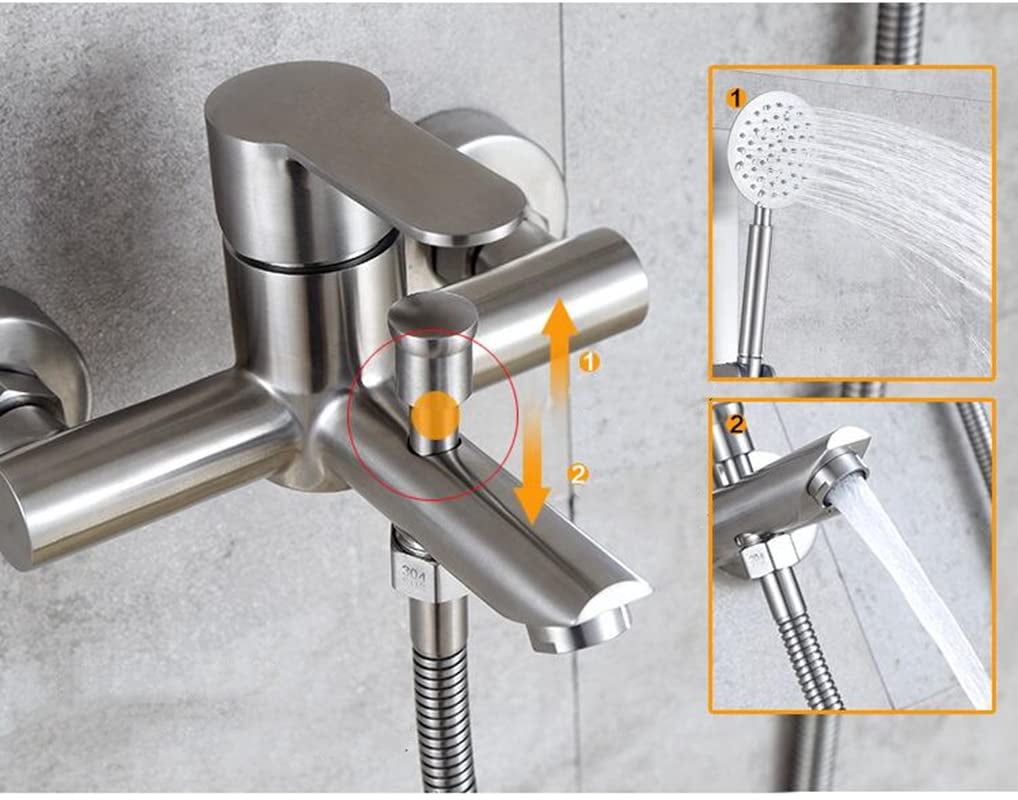 Stainless Steel Wall Mounted Tub Faucet High Flow Bathroom Shower Mixer Faucets