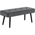 thumbnail image 3 of Entryway Bench - Grey Bench for Bedroom, Modern Ottoman End of Bed, Corduroy Padded Benches for Living Room, Foyer, Mudroom, Hallway - 39" L x 14" W x 17" H, 3 of 16