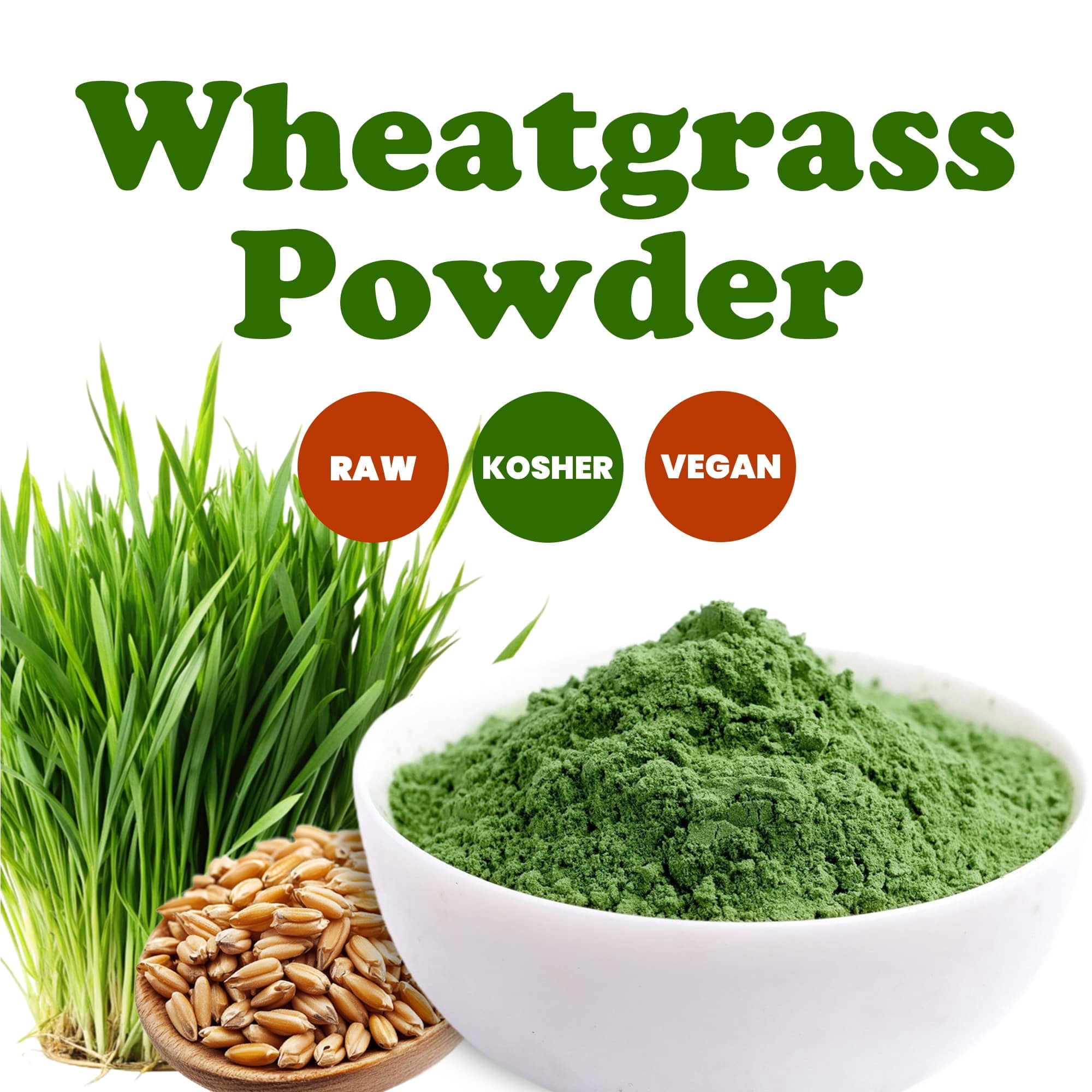 Wheatgrass Powder, 2 Pounds - Rich in Vitamins & Nutrients, 100% Pure, Nutrient-Dense Superfood, Vegan, Raw, Kosher, Bulk