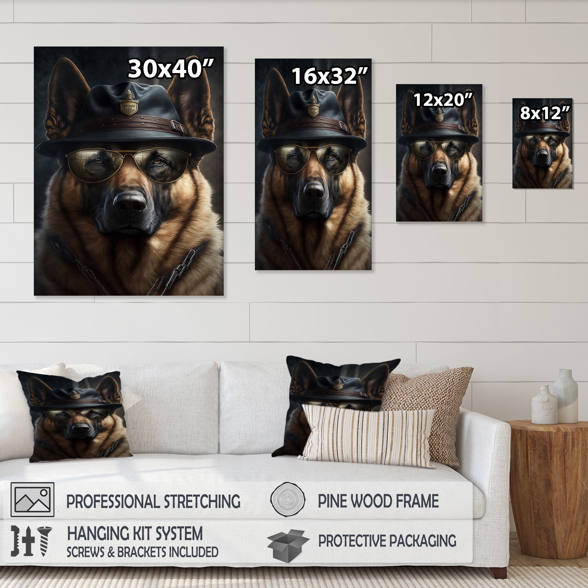 Designart Mafia German Shepard Canvas Wall Art