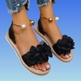 thumbnail image 4 of Woven Sandals For Women Open Toe Slip On Floral Beach Vacation Shoes Comfortable Casual Stylish Footwear (9, Black), 4 of 5