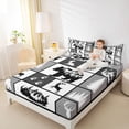 thumbnail image 4 of jejeloiu Deer Skull Silhouette Full Size Sheets,Cute Bear Paws Bed Sheets,Gray Geometric Check Sheet Sets For Teens,Breathable Home Decor,4-Piece, 4 of 7