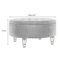 thumbnail image 7 of Abble 32" Beige Fabric Upholstered Buttons Tufted Round Storage Cocktail Ottoman, 7 of 7