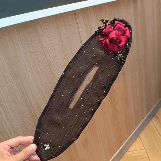 2024 NUEVO Moño hábil con flores bordadas a mano, Twister para el cabello con moño hábil, Clip para el cabello giratorio, Clip para el cabello con forma de bola, Rodillo para moño con flores para cabe