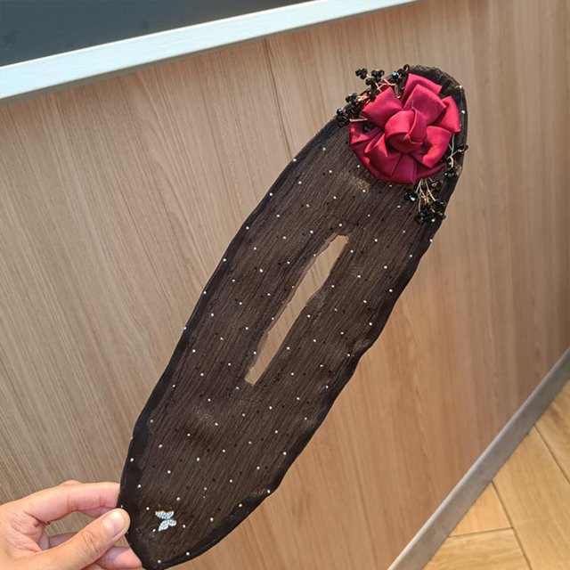 2024 NUEVO Moño hábil con flores bordadas a mano, Twister para el cabello con moño hábil, Clip para el cabello giratorio, Clip para el cabello con forma de bola, Rodillo para moño con flores para cabe