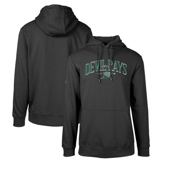 Men's Levelwear Black Tampa Bay Rays Cooperstown Collection Podium Retro Spellout Pullover Hoodie