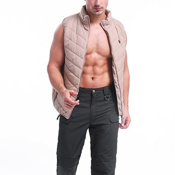 Men's Coats And Jackets Hooded Men's Camouflage Outdoor Sports Usb Three-Speed Temperature Control Warm Back Heating Vest Khaki S JE