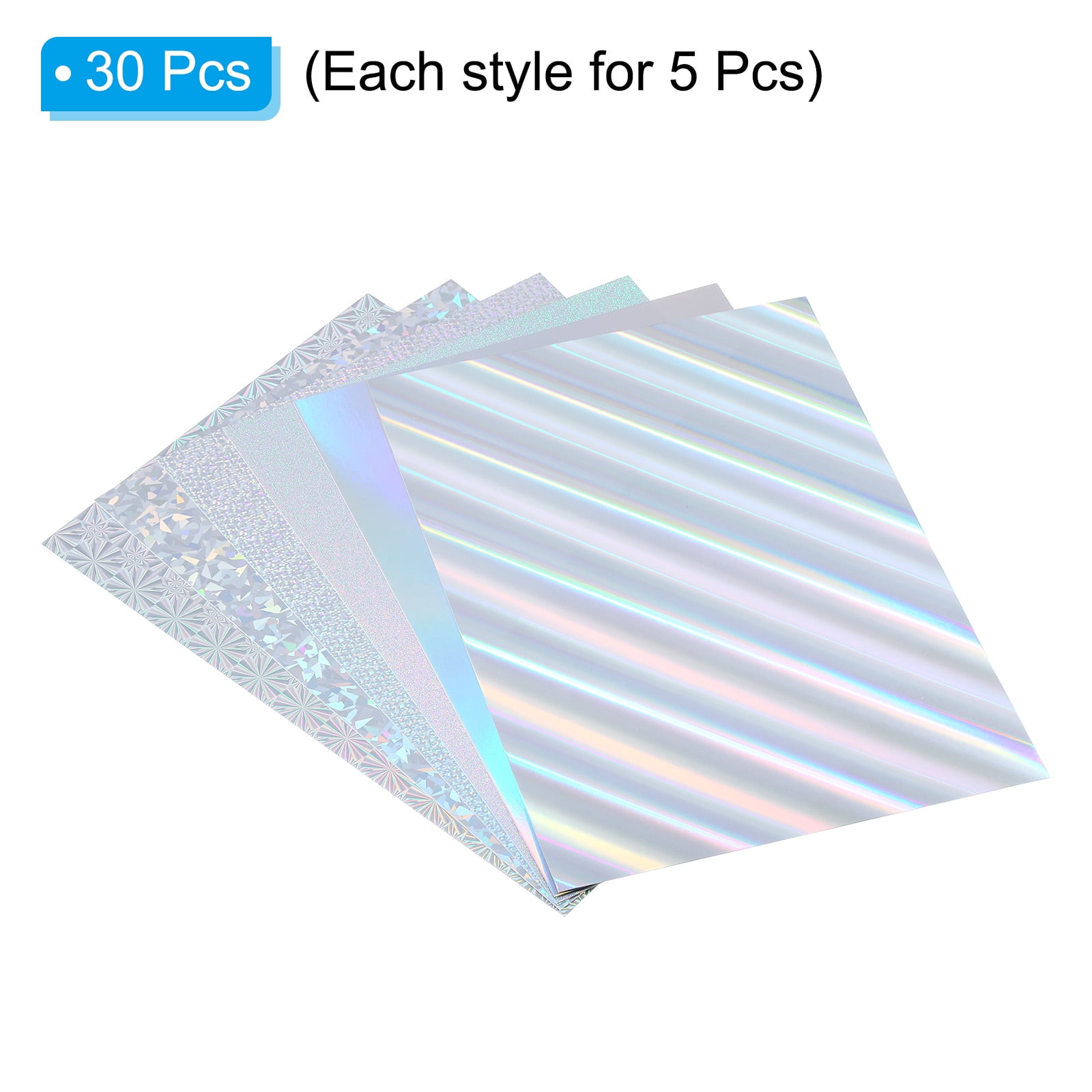Uxcell 11"x8.5" Holographic Cardstock, 30 Pack Metallic Iridescent Mirror Paper Foil Board Reflective Sheets, 6 Colors