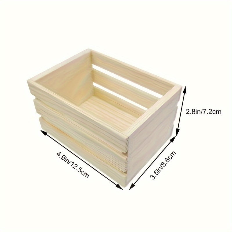 6Pcs Unfinished Wooden Crates, Small DIY Crafts Wooden Box Organizer, Rustic DIY Mini Craft Cubes, Sturdy & Durable, for Painting, Gift Wrapping and Display Organizer, Decorative Storage Box