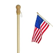 Anley 60" Solid Pine Wooden House Flagpole - 5 Ft Wall Mount Wood Flag Pole (Flag and Flagpole Holder NOT Included)