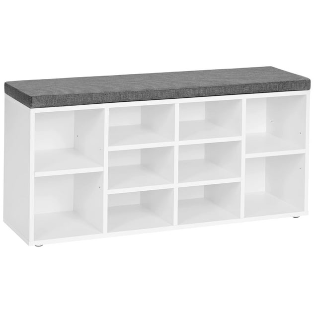 VASAGLE Shoe Bench, Storage Bench, Shoe Rack Bench, 10 Compartments