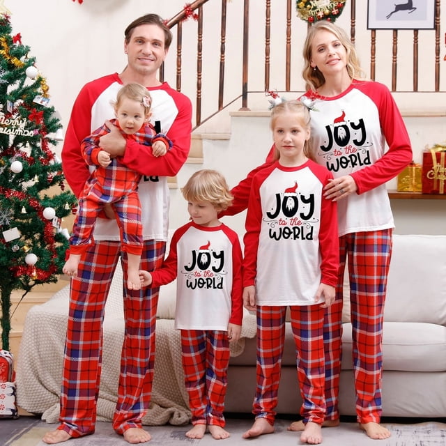 Conjunto de pijama navideño con estampado de Papá Noel, camiseta de manga larga y pantalones, ropa de estar por casa, pijamas navideños a juego para la familia, conjuntos de pijamas para la familia