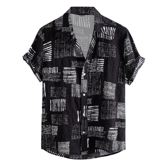 Siilsaa Men Shirts Short Sleeve Mens Short Sleeve Button Up Shirts Casual Chemise Homme(Navy,M)