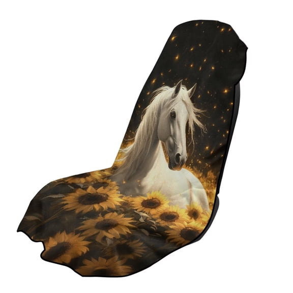 Xixirimido Car Accessories Sweat Towel Seat Cover Universal Non-Slip for Car Truck SUV Athletic Running Towel for Workout Outdoor Sport Activities, White Horse Sunflower