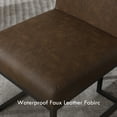 thumbnail image 4 of Faux Leather Mid Century Modern Dining Chair Set of 4, Upholstered Padded Dining Chairs Armless Accent Chair with Black Metal Frame for Dining Room/Living Room/Kitchen/Office, Brown, 4 of 8