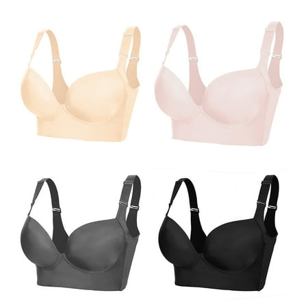 

Jieowen Plus Size Push Up Bras Women Deep Cup Bra Hide Back Fat Underwear Shaper Incorporated Full Back Coverage Lingerie