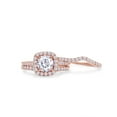 thumbnail image 4 of AFFY 1.60CT Round Moissanite Diamond Three-in-One Halo Wedding Trio Ring Set for Women 10K Rose Gold-8, 4 of 6