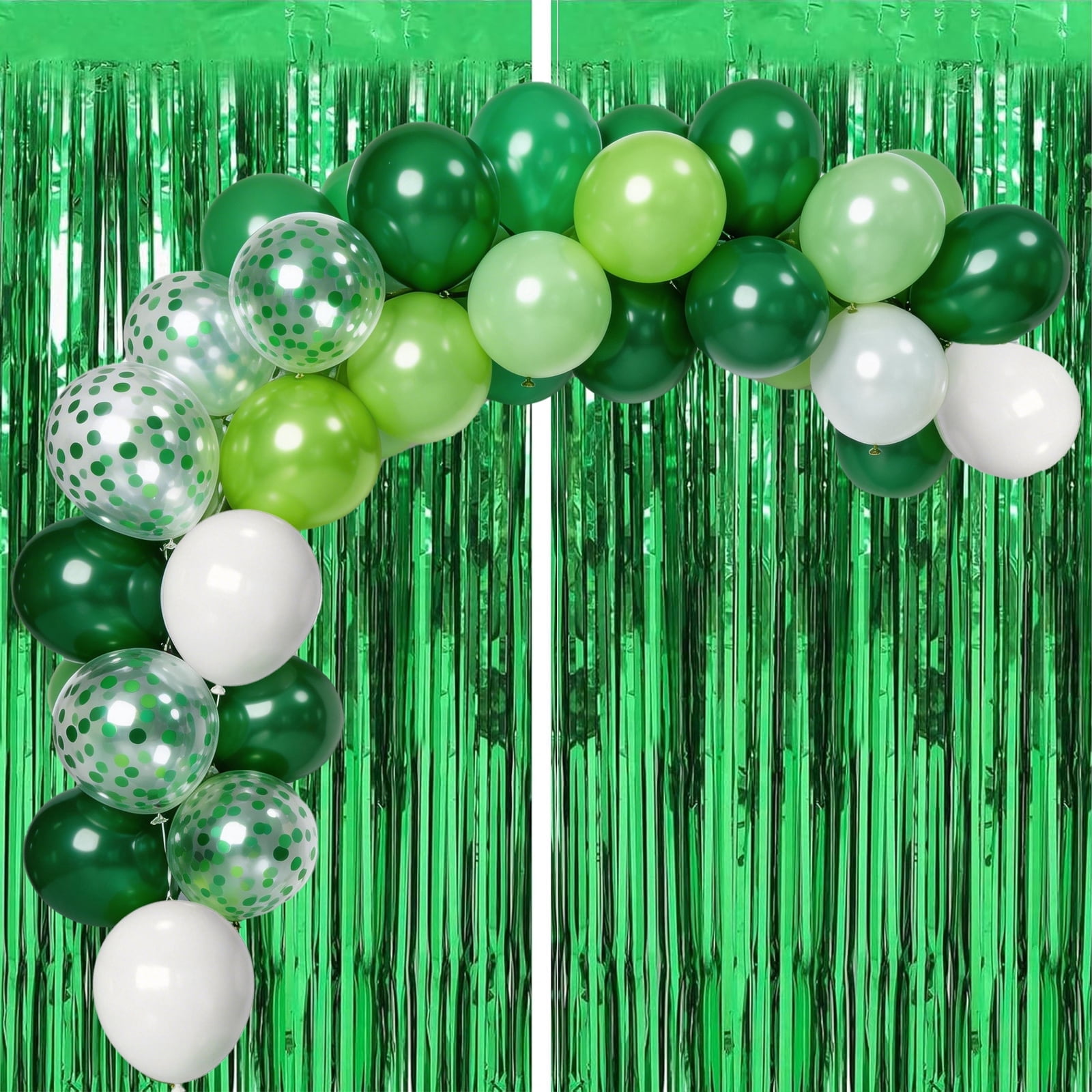 50Pcs 12 Inch Green Dark Green Fruit Green White Green Confetti Balloons and 2 Pack Green Streamer 3.2 x 6.56 FT for Birthday Wedding Baby Bridal Shower Party Decorations