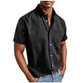 thumbnail image 2 of DayScoop Men Summer Solid Color Topss, Men's Casual Loose Fitting Stylish Breathable Button Pocket Short Sleeved Collared Shirt, 2 of 7