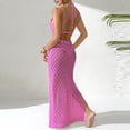 thumbnail image 4 of 2026 Swimsuit Cover Up for Women Crochet Bathing Suit Summer Swimwear Off the Shoulder Maxi Dress Cover Up with Flower Applique Backless Side Slit Long Knit Sun Dress, 4 of 6