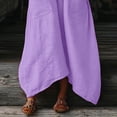 thumbnail image 6 of Women Kaftan Dresses Baggy Cotton Linen Maxi Dress V Neck 3/4 Sleeve Asymmetrical Hem Casual Long Dress with Pocket, 6 of 7