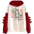 thumbnail image 2 of Boxinay, sudaderas con capucha de manga larga de dinosaurio bonito para chicas adolescentes para mujeres, suéteres holgados informales, sudaderas con capucha, suéter, Tops, camisas Fokelyi HMFJ302-1, 2 of 10
