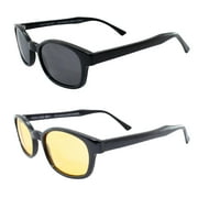 Pacific Coast Sunglasses Original KD's Biker Sunglasses 2-Pack Smoke and Yellow Lenses