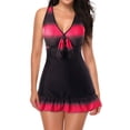 thumbnail image 1 of Xuanfei Women Gradient Print V Neck Back Tie Up Ruffle Hem Skirt Swimsuit, 1 of 5