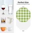 thumbnail image 6 of Lsque White Green Plaid Pattern 4" Drink Coasters Set of 4, PVC Leather Absorbent Coasters, Table Coaster Set Decorative Coffee Cup Coasters Housewarming Gift -Octagon, 6 of 6