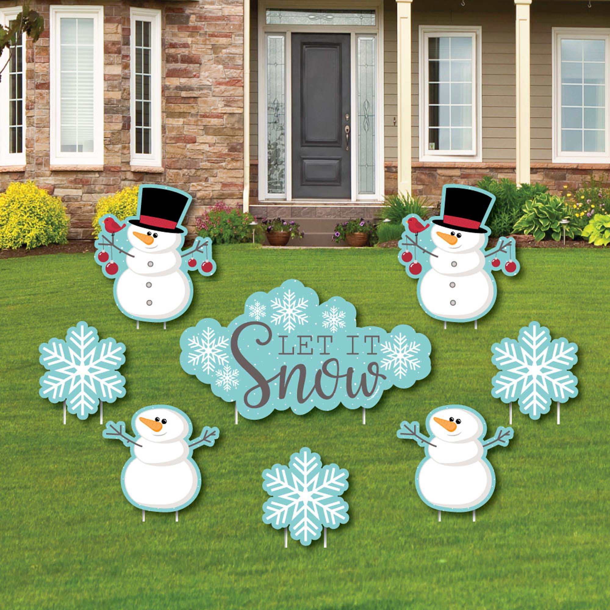 Snowman Family Yard Stake Snow Frosty Figure Christmas Holiday Outdoor Art Decor 