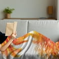 thumbnail image 3 of Flower Soft Flannel Fleece Throw Blanket, Sun Flora Reflection on the Water in a Rainy Day Leaves in a Water River Photo, Cozy Plush for Indoor and Outdoor Use, 70" x 90", Orange, by Ambesonne, 3 of 5
