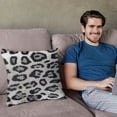 thumbnail image 4 of Plutus Gray Silver Jaguar Animal Faux Fur Luxury Throw Pillow - Double sided 12" x 20", 4 of 5