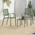 thumbnail image 2 of 3 Piece Patio Bistro Set, Outdoor Steel Furniture Set, Stackable Modern Conversation Sets for Balcony Garden Deck Patio w/2 Chairs 1 Table, Sauge Green, 2 of 6