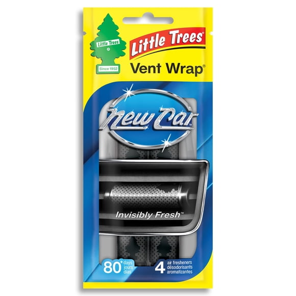 LITTLE TREES air freshener Vent Wrap New Car Scent 4-Pack
