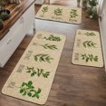 thumbnail image 5 of 1/2/3Pcs Green Leaf Grass Kitchen Rug Set, Soft Flannel Non-Slip Easy Clean Floor Mats, Ideal for Bathroom, Bedroom, Living Room, Porch & Laundry Room Home Decor, 5 of 13
