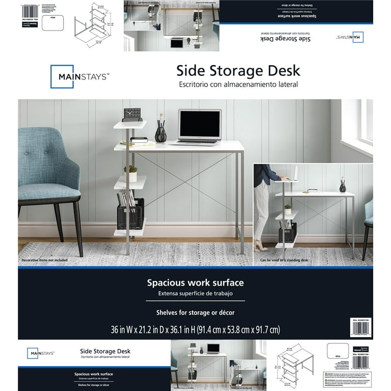 Mainstays Side Storage Desk White Walmart