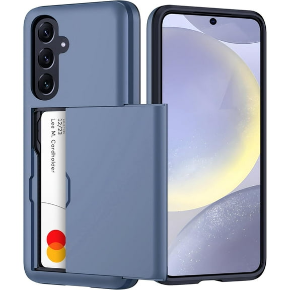 𝟐𝟎𝟐𝟒 𝗡𝗘𝗪 Samsung Galaxy S24 Plus Case with Card Holder - Wireless Charging Compatible Samsung S24 Plus Wallet Case with Hidden Card Slot for Men and Women (Blue)