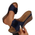 thumbnail image 3 of Womens Wedge Sandals Boho Flower Open Toe Platform Slides Shoes Summer Casual Slip on Walking Sandals, 36, 3 of 5