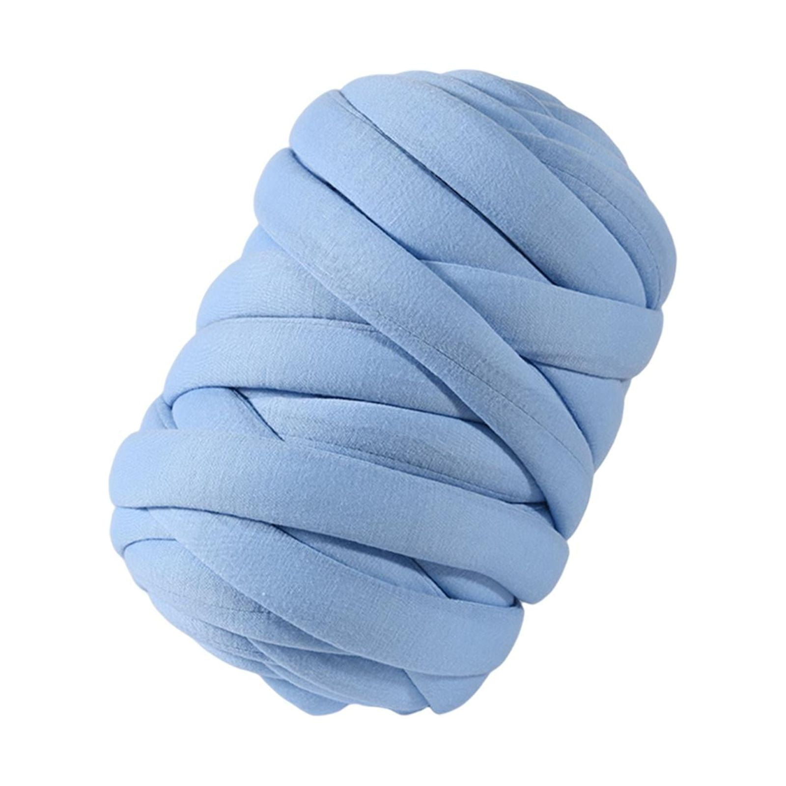 0.55lbs Chunky Yarn Jumbo Tube Yarn 1 inch Thick Hand Knit Yarn Super Soft Giant Light Blue