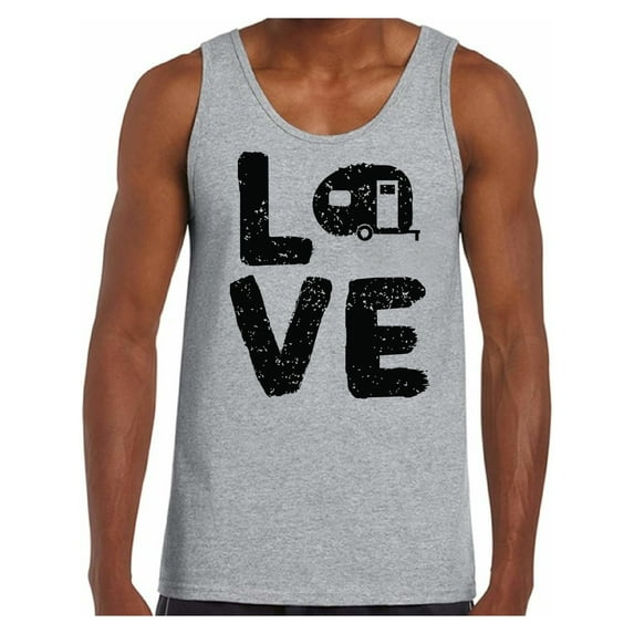Awkward Styles Love Tank Top for Men Love Camping Men's Tank Top Camping T-Shirt for Him Love Camping Tank Top for Boyfriend Camping Lovers Gifts Camper Tank Top for Dad I Love Camping Shirt for Men
