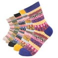 thumbnail image 2 of 5 Pairs Womens Multicolor Fashion Warm Wool Cotton Thick Winter Crew Fuzzy Socks, 2 of 4